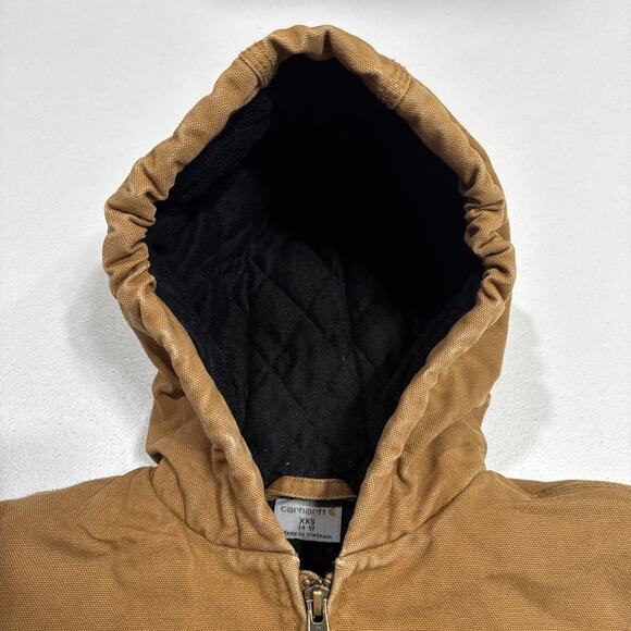 Carhartt Kids Heavy Duty Quilted Jacket Hooded Canvas Size XXS (4-5) Fall Winter - Picture 12 of 16